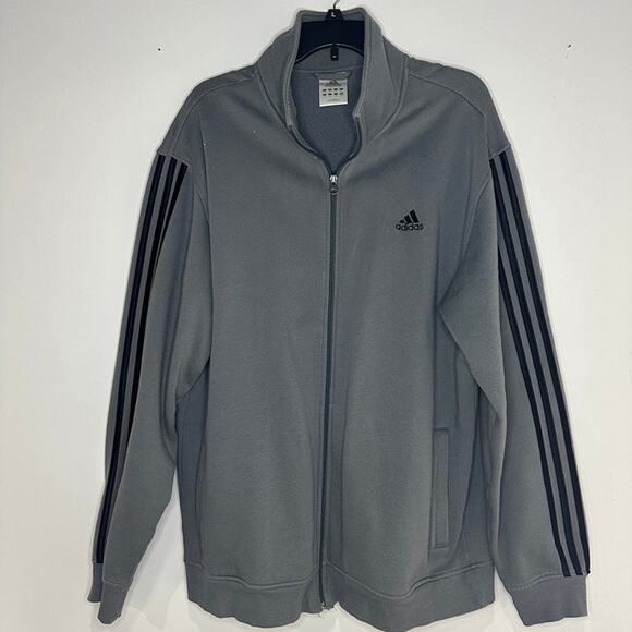 Adidas Men's USED Gray Black Track Jacket Zip Up, Size XL - Picture 1 of 9